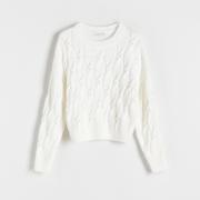 Swetry damskie - Reserved - Sweter z dekoracyjnym splotem - Kremowy - miniaturka - grafika 1
