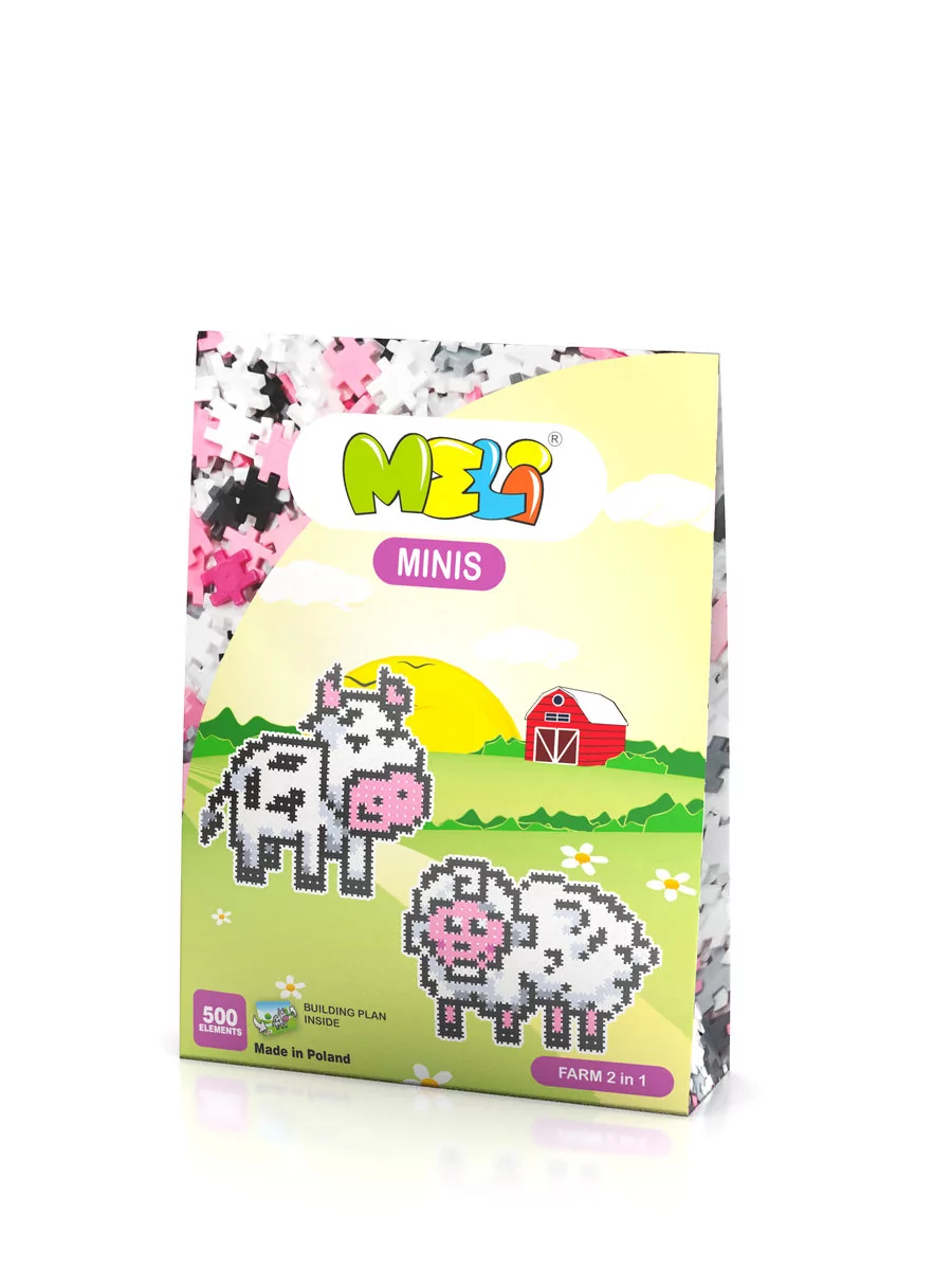 Klocki Meli Minis Farm 2In1 Thematic Wafle Puzzle Mozaika 500 El.