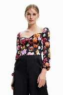 Bluzki damskie - Desigual longsleeve damski kolor czarny - miniaturka - grafika 1