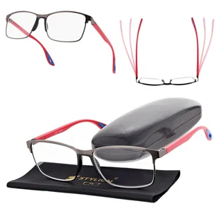 Męskie okulary zerówki korekcyjne ST337 grafit/czerwony - Okulary korekcyjne, oprawki, szkła - miniaturka - grafika 1