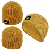 Czapki damskie - Czapka adidas Uniwersalna Żółta Z Grubszej Dzianiny Wywinięty Mankiet Logo - miniaturka - grafika 1