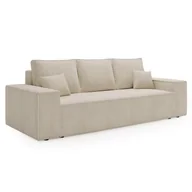 Sofy i kanapy - Sofa rozkładana AGA, sofa z funkcją spania i podstawą do spania, sofa w kolorze: beżowym, sofa rozkładana w tkaninie sztruksowej - miniaturka - grafika 1