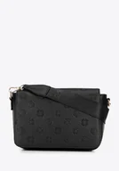 Torebki damskie - Damska listonoszka z imitacji skóry w tłoczenie czarna - miniaturka - grafika 1