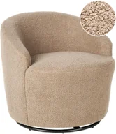 Fotele - Beliani Fotel obrotowy DAVIK Boucle Beżowoszary - miniaturka - grafika 1