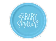 Dekoracje i nakrycia stołu na imprezę - Talerzyki na baby shower błękitne - 23 cm - 8 szt. - miniaturka - grafika 1
