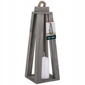 Świeczniki - LATARNIA DREWNIANA LAMPION NA ŚWIECE ŚWIECZNIK LATARENKA DOMU OGRODU SZARA - miniaturka - grafika 1