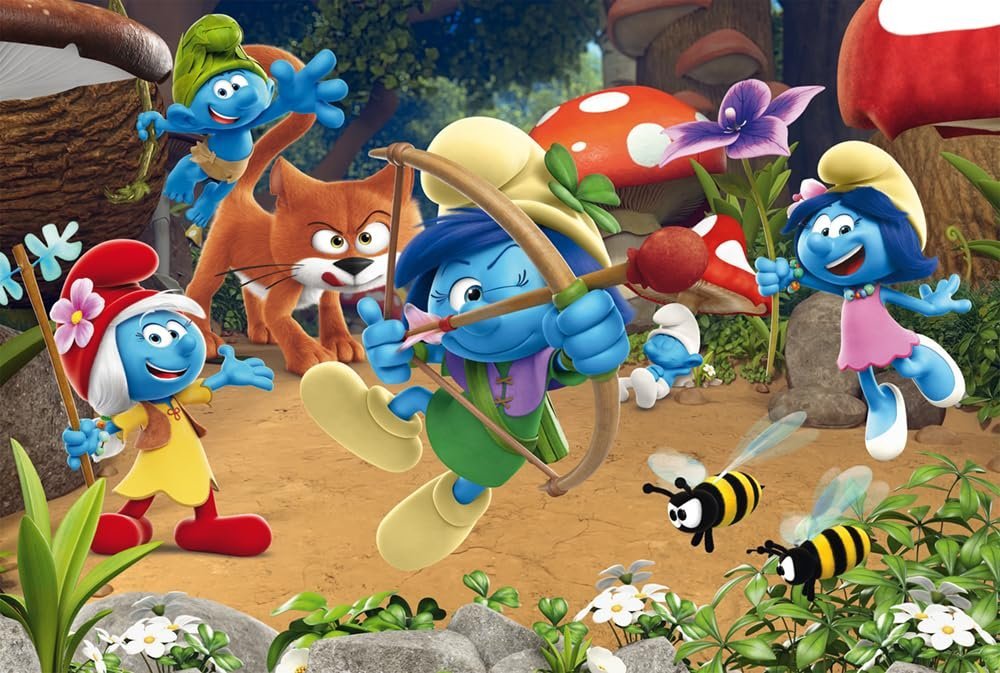 Schmidt Spiele 56522 Smerfy, Azrael w Smerfie, 60 elementów, puzzle dla dzieci, łącznie z 2 figurkami, wielokolorowe