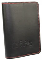 Etui na dokumenty i karty - Etui Na Karty Dokumenty PolskaGalanteria Duże Skóra Naturalna Pionowe CZARNE Z CZERWONĄ NITKĄ - miniaturka - grafika 1