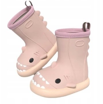 Kalosze Dziecięce Rekiny Shark Gumowe Buty Wkładka 14 Cm 23-24 Różowe