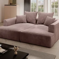 Sofy i kanapy - Kanapa 3-osobowa z głębokim siedziskiem z różowego sztruksu - PINETA - miniaturka - grafika 1