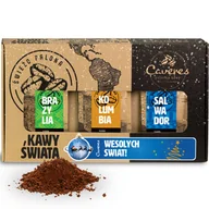 Zestawy upominkowe - Caveres Zestaw prezentowy na Boże Narodzenie WESOŁYCH ŚWIĄT z Brazylia Santos, Kolumbia, Salwador Kawa Mielona 750G - miniaturka - grafika 1