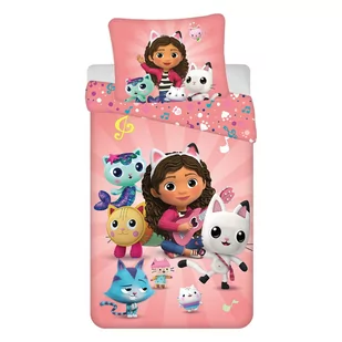 Bawełniana dziecięca pościel jednoosobowa 140x200 cm Gabby's Dollhouse – Jerry Fabrics - Pościel dla dzieci - miniaturka - grafika 1