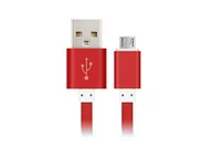 Kable USB - Kabel Leather Micro Usb Czerwony - miniaturka - grafika 1