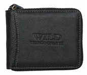 Portfele - WILD skórzany porfel męski na suwak 702 czarny - miniaturka - grafika 1