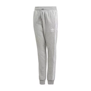 Spodnie i spodenki dla dziewczynek - Adidas Essentials 3-Stripes GD2705 - szare - grafika 1