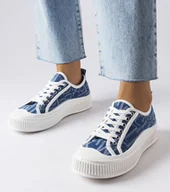 Trampki damskie - Granatowe trampki na platformie Alfianello -39 - miniaturka - grafika 1