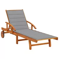 Leżaki ogrodowe - vidaXL Lumarko Ogrodowy leżak z poduszką, lite drewno akacjowe 3061603 - miniaturka - grafika 1