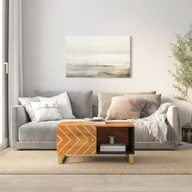Ławy i stoliki kawowe - Stolik kawowy brązowo-czarny 80x50x40 cm z litego drewna mango - miniaturka - grafika 1