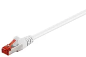 Kable miedziane - Goobay 92758 CAT 6 kabel sieciowy do Gigabit Ethernet S-FTP podwójnie ekranowany kabel krosowy z wtyczką RJ45, 1,5 m, biały - miniaturka - grafika 1