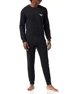 Emporio Armani Męska bluza ze stretchem Terry Loungewear + spodnie z mankietami, czarny, XL - Bluzy męskie - miniaturka - grafika 1