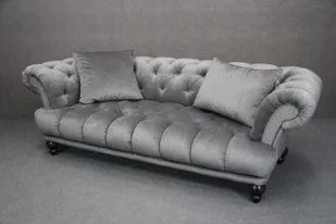 Sofa Nierozkładana Chesterfield Tapicerowana I Pikowana Popielata B 4885 - Sofy i kanapy - miniaturka - grafika 1