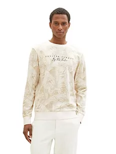 TOM TAILOR Męska bluza 1036391, 32005-Offwhite Beige Leaf Design, M, 32005 - Offwhite Beige Leaf Design - Bluzy męskie - miniaturka - grafika 1