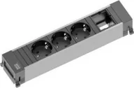 Gniazdka elektryczne - Bachmann Bachmann POWER FRAME 916.006, 3x protective contact socket, 1x custom module black/grey, medium - miniaturka - grafika 1