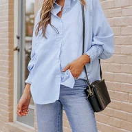 Koszule damskie - TEMU Koreańska Modowa Odzież Damską na Zimę, Piękna Bluzka dla Pań, Jesienne Ubrania z Długimi Rękawami - Stroje Halloweenowe i Świąteczne - miniaturka - grafika 1