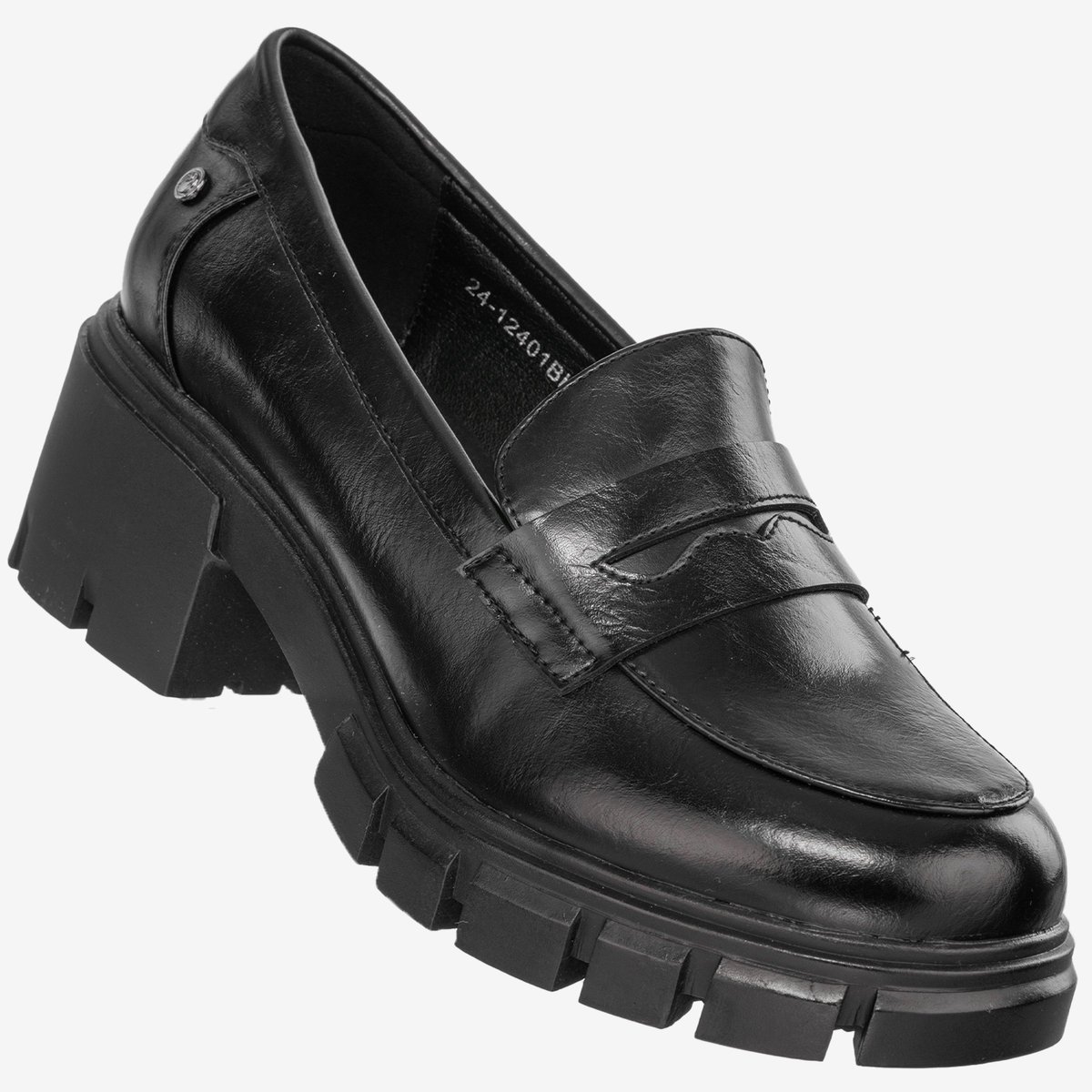 Mokasyny Damskie Buty Eleganckie Półbuty Czarne Potocki 24-2-12401BKPU Czarny 37