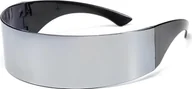 Okulary przeciwsłoneczne - Futurystyczne okulary przeciwsłoneczne srebrne stylowe okulary UV400 z lustrzaną powłoką, modny design uni - miniaturka - grafika 1