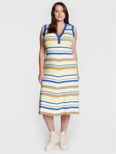 Sukienki - Tommy Hilfiger Curve Sukienka dzianinowa Stripe Henley WW0WW35376 Kolorowy Slim Fit - grafika 1