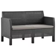 Sofy ogrodowe - VidaXL 2-osobowa sofa ogrodowa z poduszkami, antracytowa, PP 3067231 - miniaturka - grafika 1