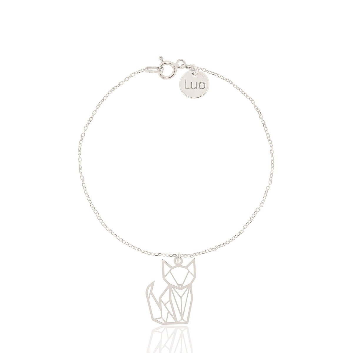 Bransoletka srebrna z lisem / kotem origami