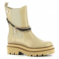 Botki damskie - Beżowe sztyblety na grubej podeszwie CARINII - Carinii - miniaturka - grafika 1