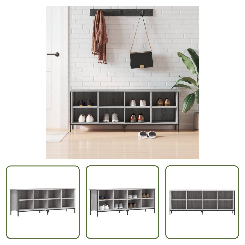 The Living Store Stojak na buty szary Sonoma 131x35x50 cm Materiał drewnopochodny