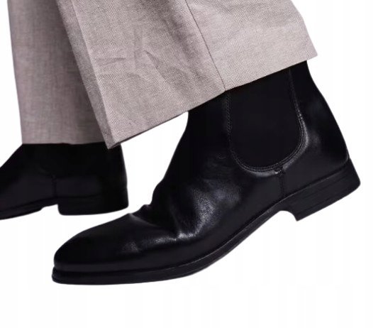 WALK CZARNE KLASYCZNE SZTYBLETY Z MATERIAŁOWĄ WSTAWKĄ 42 14AB