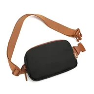 Nerki - Kono Modna nerka na pasek, torba crossbody, wodoodporna, lekka nerka, biodro, mała torba podróżna na klatkę piersiową, z regulowanym przedłużonym paskiem, Czarny/Brązowy, Moda - miniaturka - grafika 1