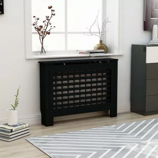 vidaXL Osłona na kaloryfer, czarna, 112x19x81 cm, MDF - Akcesoria grzewcze - miniaturka - grafika 1