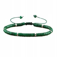 Bransoletki - Bransoletka Koraliki Kamień Naturalny Zielony Jadeit 2 x 4 mm Regulowany - miniaturka - grafika 1