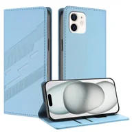 Etui i futerały do telefonów - Etui na Iphone 12, miękkie etui na telefon z klapką z klapką ze skóry PU - ciemnozielone Jasnoniebieski - miniaturka - grafika 1