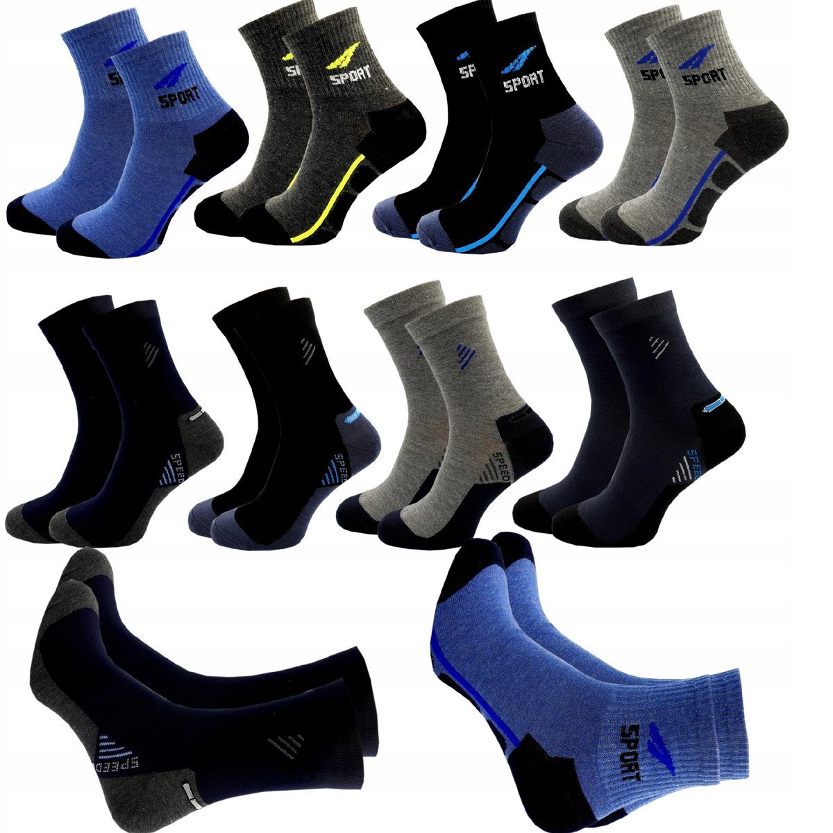 10x Skarpety Męskie BAWEŁNIANE Skarpetki SPORTOWE Długie Kolorowe 43/46