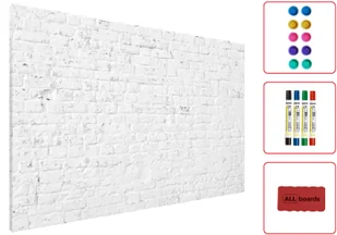 OUTLET Tablica magnetyczna metalowa BIAŁA CEGŁA MUR CEGLANY 60x40cm MetalBoards blacha z nadrukiem na wszystkie rodzaje magnesów + zestaw akcesoriów G - Biuro i firma OUTLET - miniaturka - grafika 1