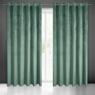 Euro Firany Zasłona 215 x 250 Dekoracyjna Welwet Melanie Zielony - Zasłony - miniaturka - grafika 1