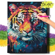 Zabawki kreatywne - DIAMOND PAINTING 5D z RAMĄ Zwierzęta Haft Diamentowy Duży Tygrys Mozaika 40x50 cm - miniaturka - grafika 1