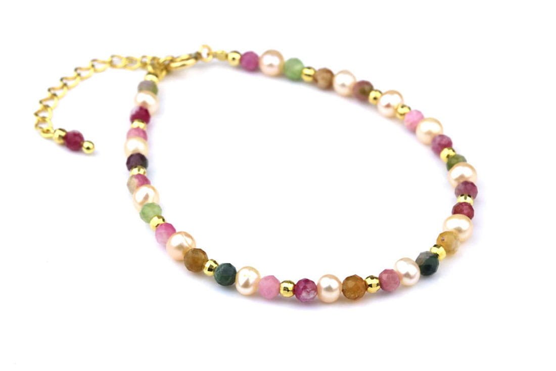 Bransoletka Turmalin Kolorowy Perły