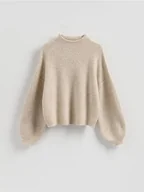 Swetry damskie - Reserved - Sweter z bufiastymi rękawami - beżowy - miniaturka - grafika 1