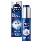 Kremy do twarzy - NIVEA MEN Power Nawilżający 2-w-1 (1 x 30 ml), krem nawilżający do twarzy FP30 z filtrem przeciwsłonecznym, krem do opalania na twarz z Luminous 630 i kwasem hialuronowym dla młodszej skóry - miniaturka - grafika 1