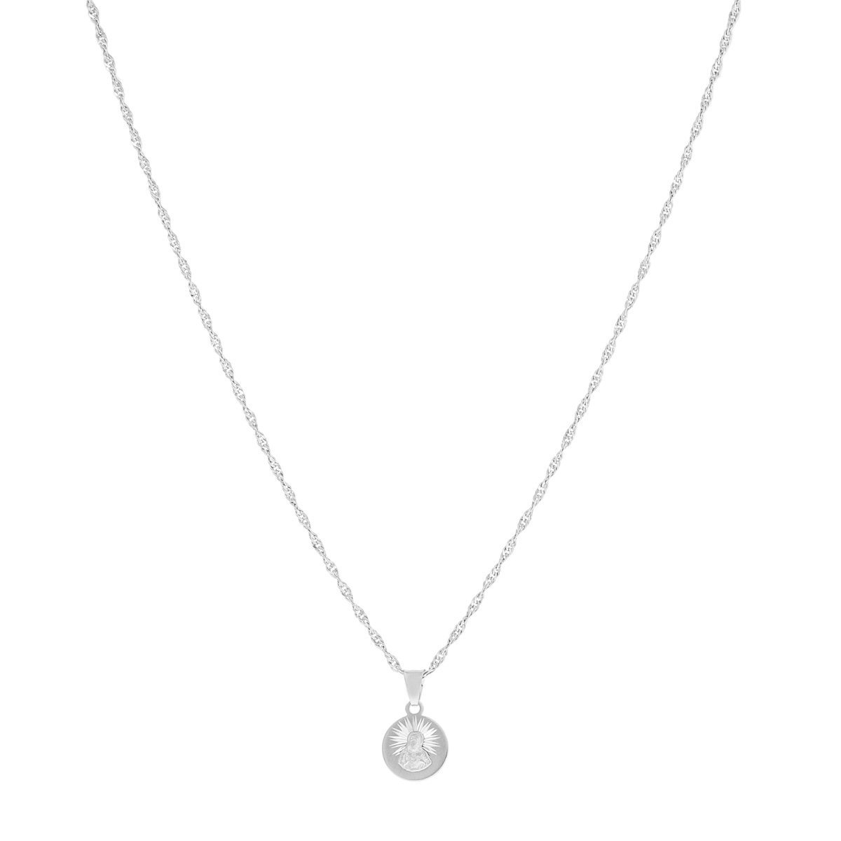 Srebrny Komplet łańcuszek singapur 45 cm+ medalik pr. 925