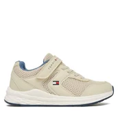 Buty dla chłopców - Sneakersy Tommy Hilfiger T3X9-34378-1697 M Beżowy - miniaturka - grafika 1