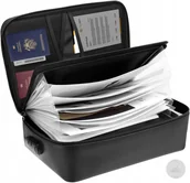 Teczki i aktówki - ORGANIZER NA DOKUMENTY OGNIOODPORNY A4 TECZKA NA ZAMEK BŁYSKAWICZNY CZARNY - miniaturka - grafika 1